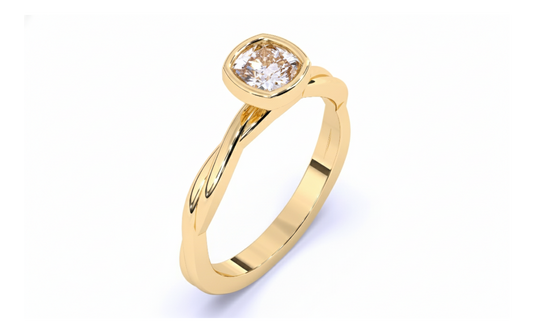 Anillo de Compromiso con Diamante Corte Cushion y Brazo Trenzado