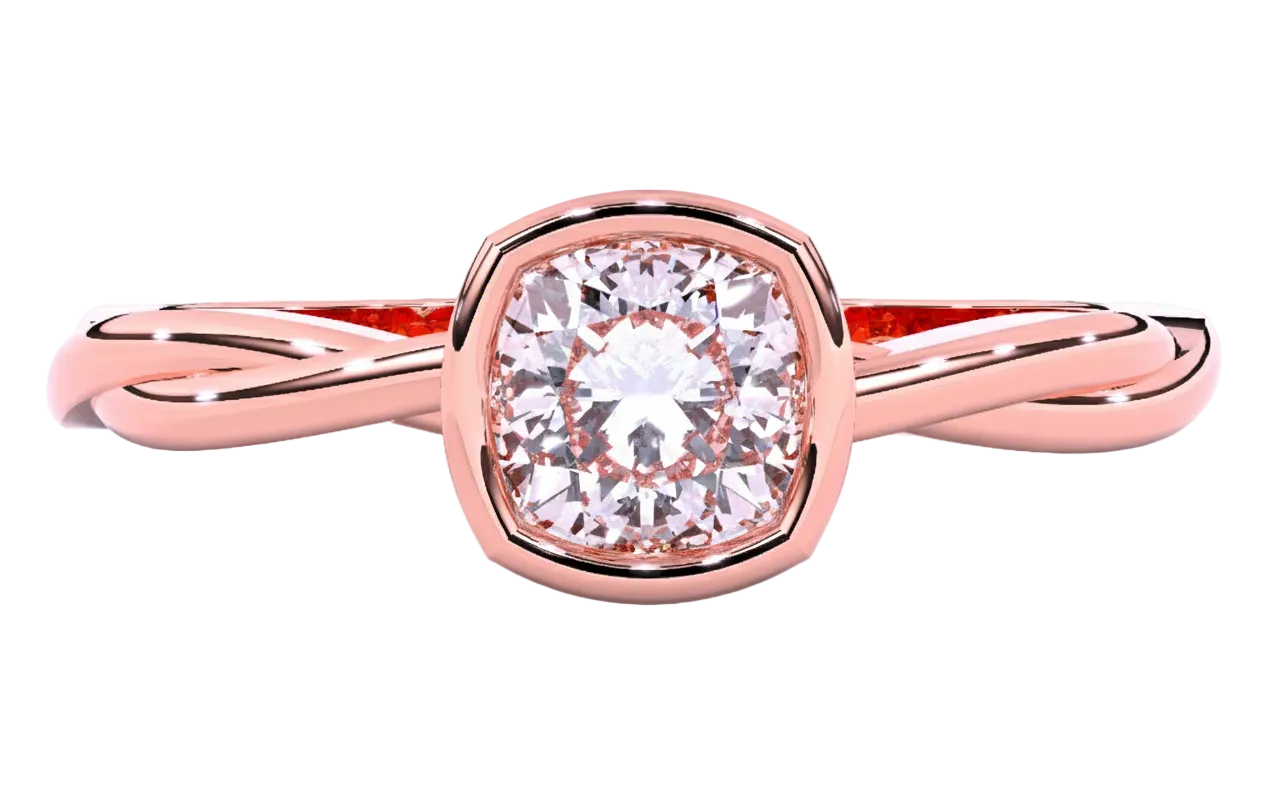 Anillo de Compromiso con Diamante Corte Cushion y Brazo Trenzado
