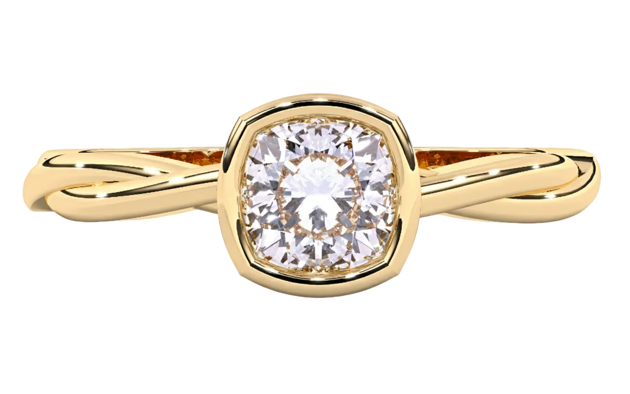 Anillo de Compromiso con Diamante Corte Cushion y Brazo Trenzado