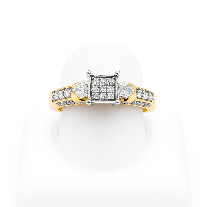 Anillo Solitario Oro Amarillo 14k con Diamantes GIA
