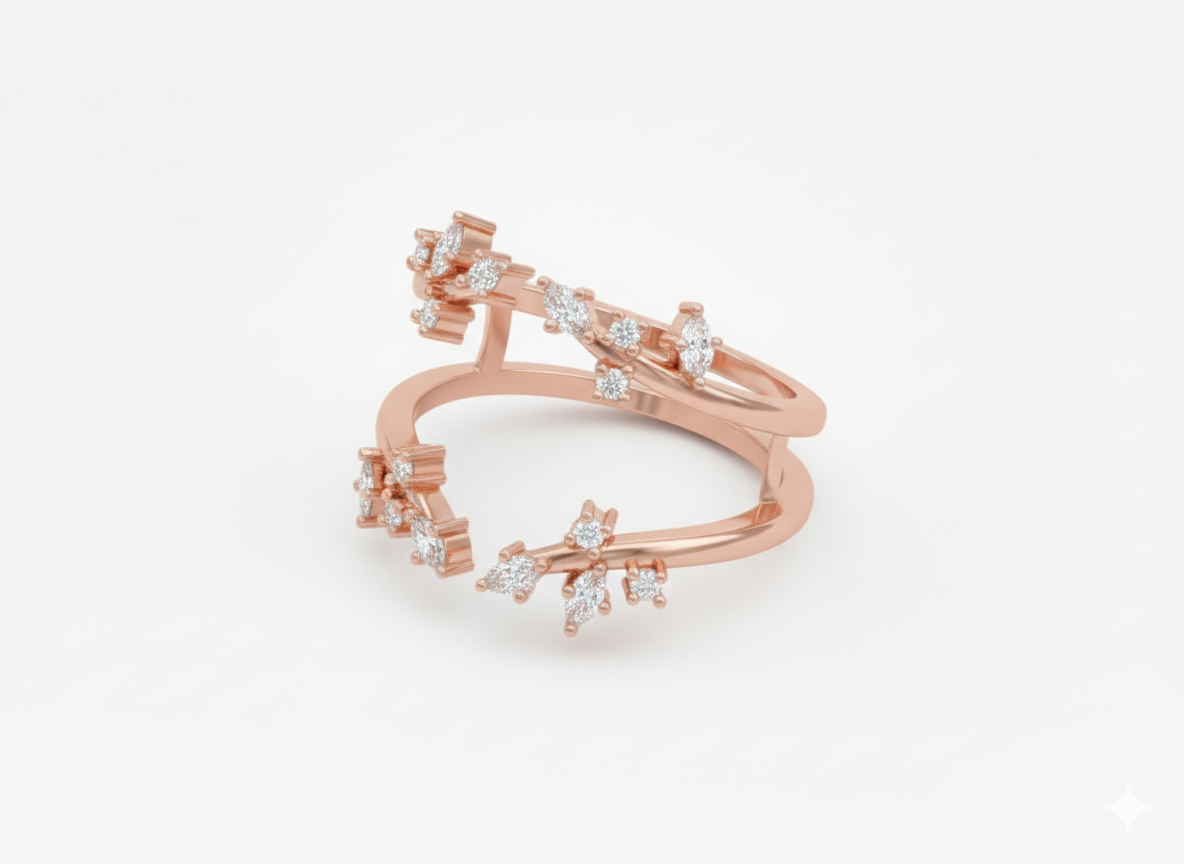 Churumbela Doble Floral con Diamantes