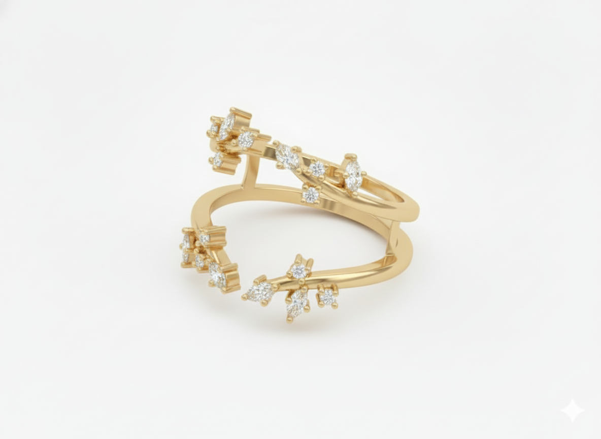 Churumbela Doble Floral con Diamantes