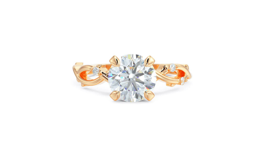 Anillo de Compromiso Gold Leaf 14K con Diamante 1Ct Redondo
