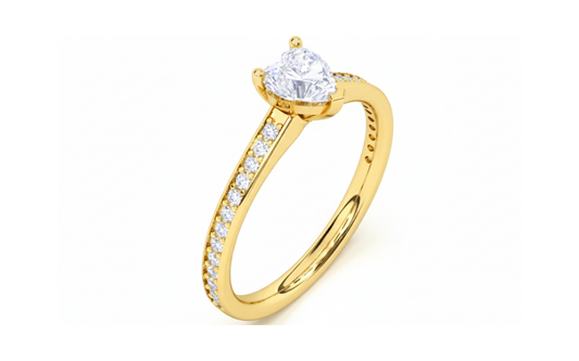 Anillo Compromiso Corazón con Diamantes Laterales