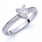 Anillo Compromiso Corazón con Diamantes Laterales