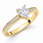 Anillo Compromiso Corazón con Diamantes Laterales