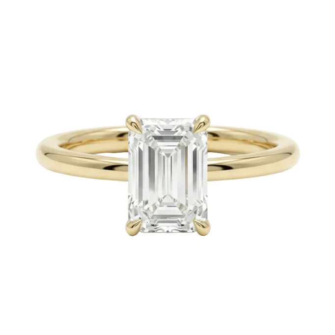 Anillo de Compromiso Oro 14K - Diamante Lab Grown Corte Esmeralda 0.51 CTW