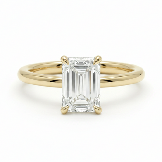 Anillo de Compromiso Oro 14K - Diamante Lab Grown Corte Esmeralda 0.51 CTW