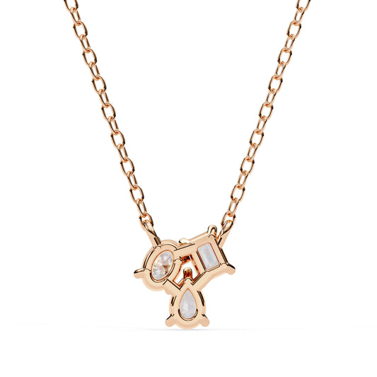 Collar “Trío de Brillos” en Oro con montaduras en Cortes Mixtos
