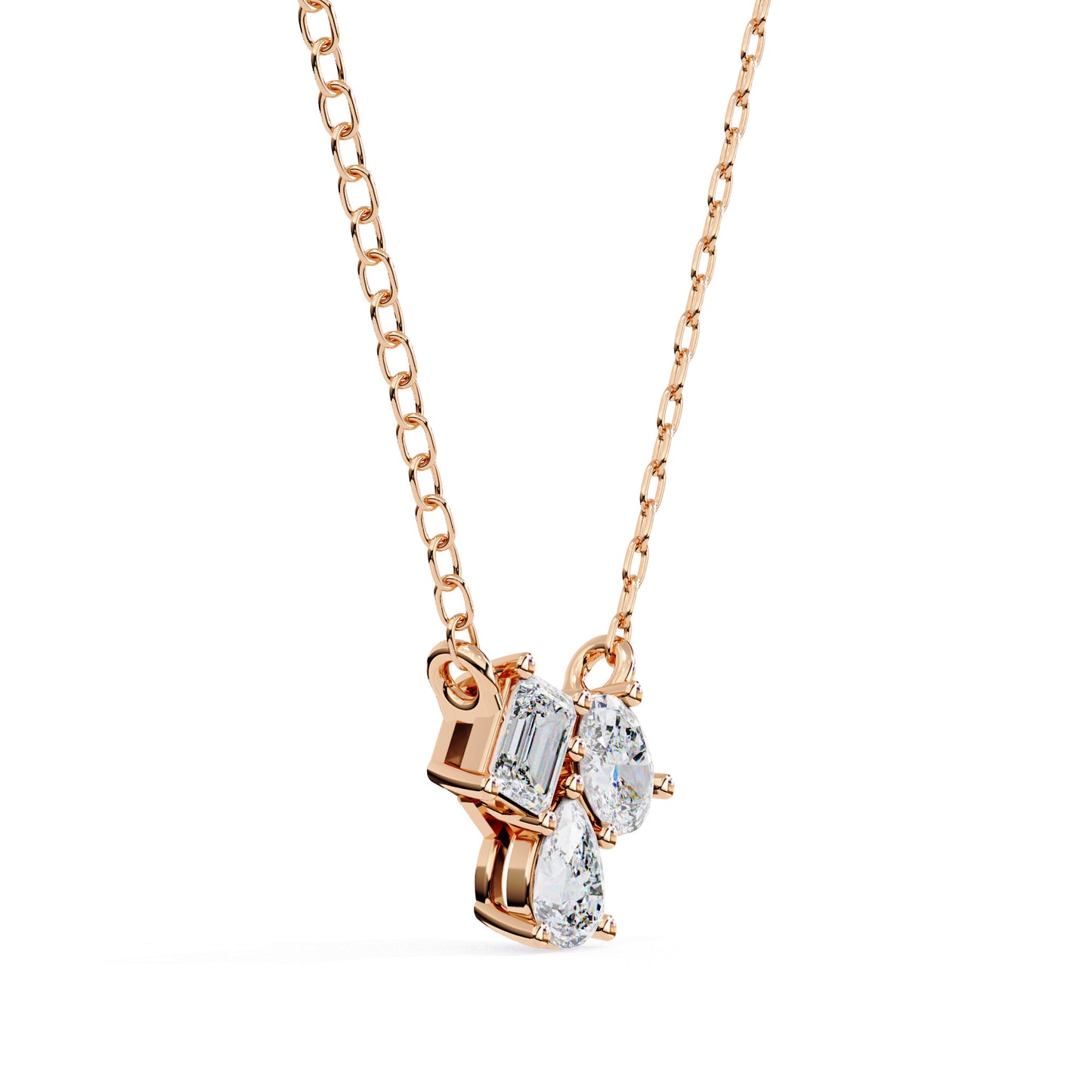 Collar “Trío de Brillos” en Oro con montaduras en Cortes Mixtos
