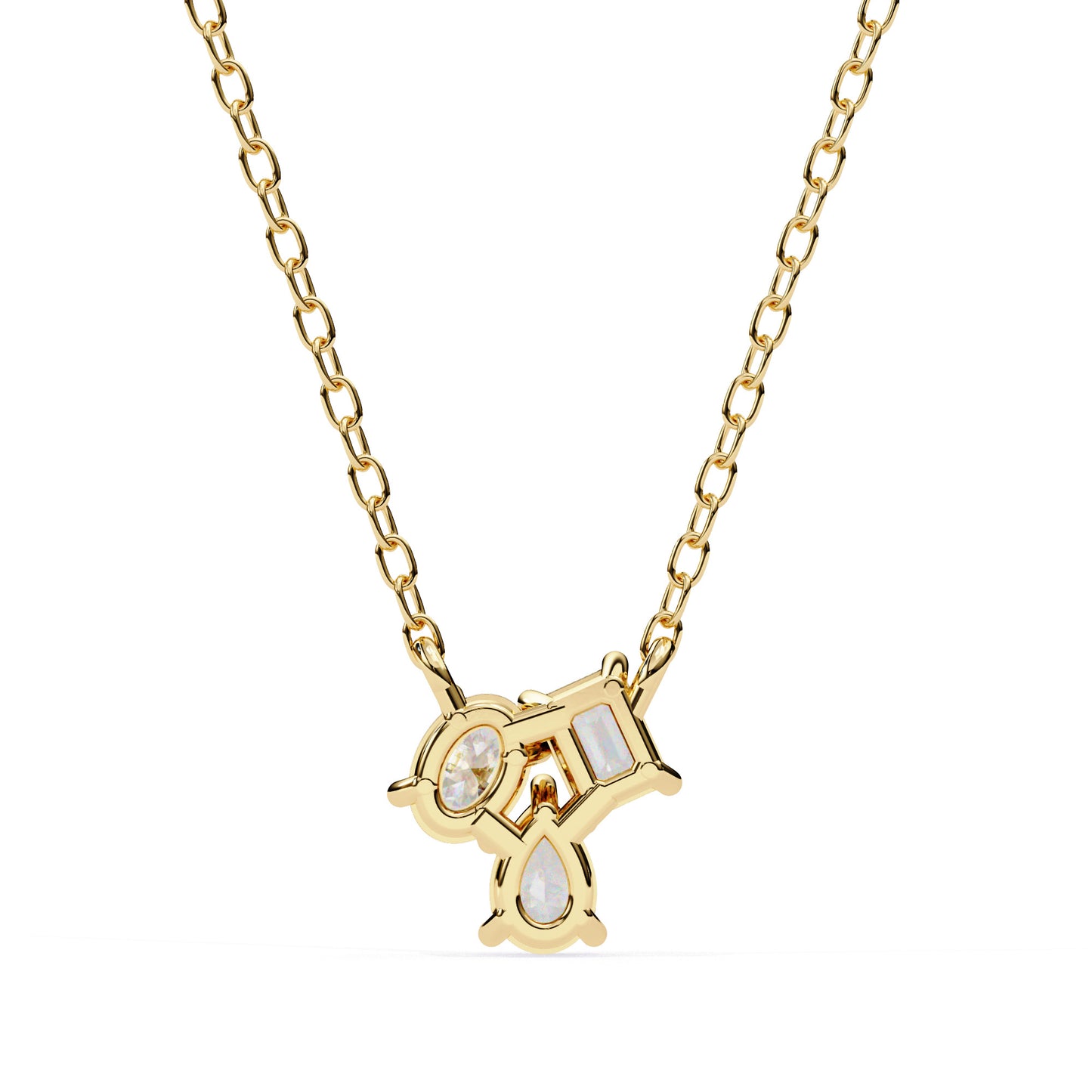 Collar “Trío de Brillos” en Oro con montaduras en Cortes Mixtos