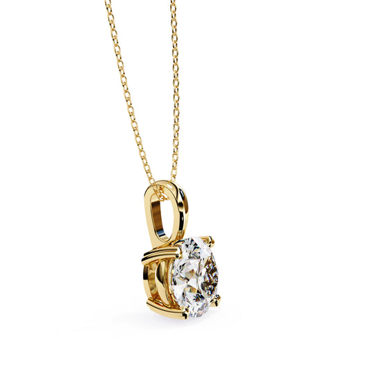 Collar Solitario Clásico en Oro con Montadura Redonda