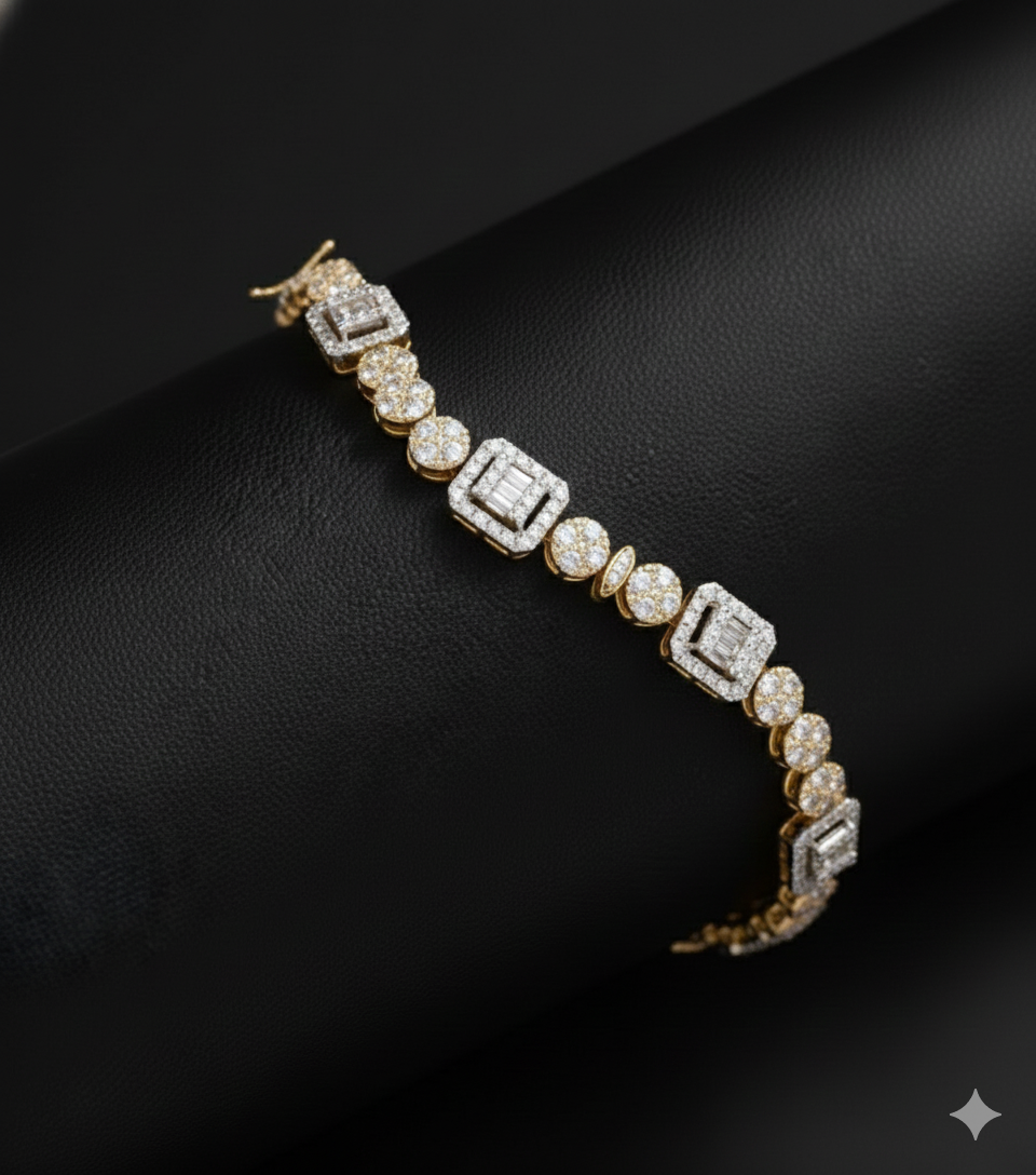 Pulso Diamantes 10K 5.25 CTW Oro amarillo y blanco