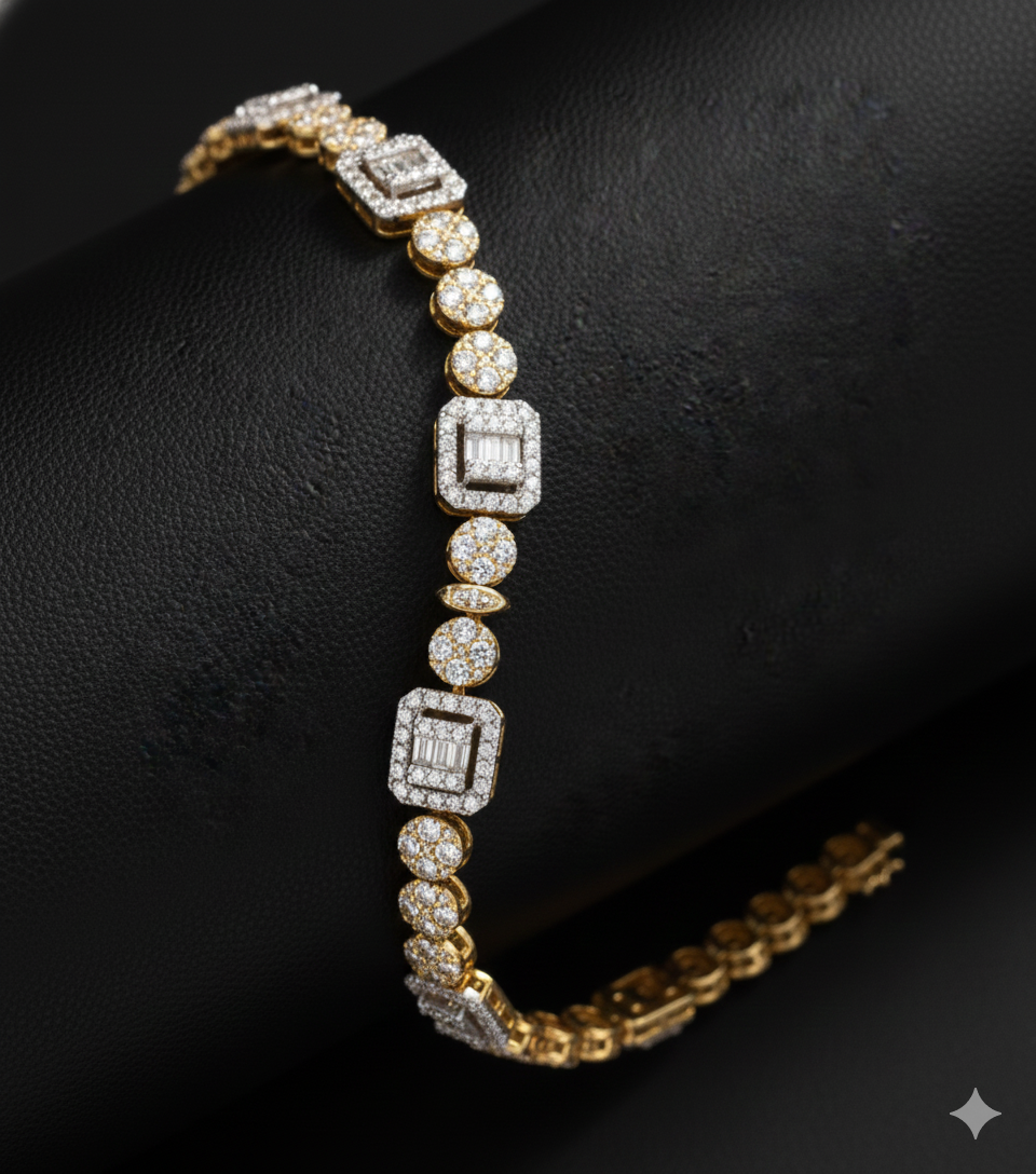Pulso Diamantes 10K 5.25 CTW Oro amarillo y blanco