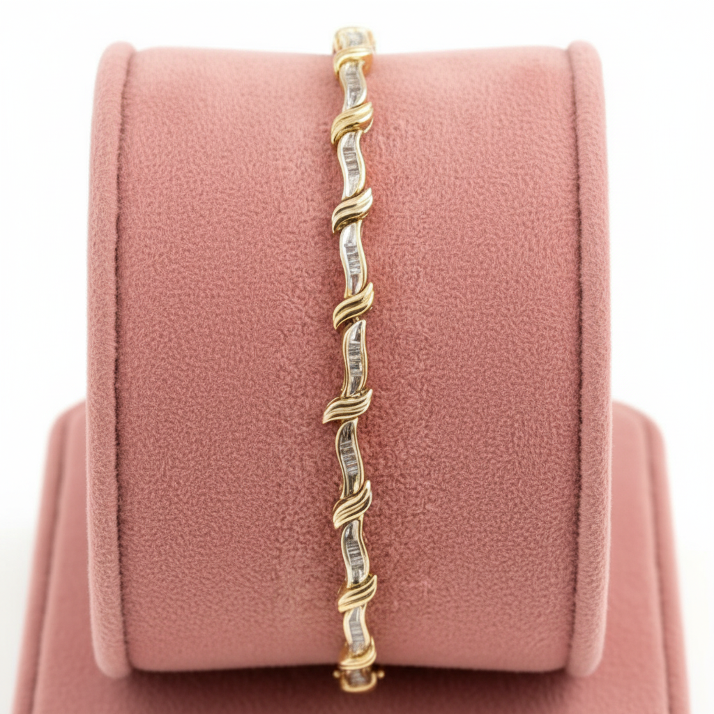 Pulso de Oro Amarillo 10K con Circonias (8.1gr | 19cm)
