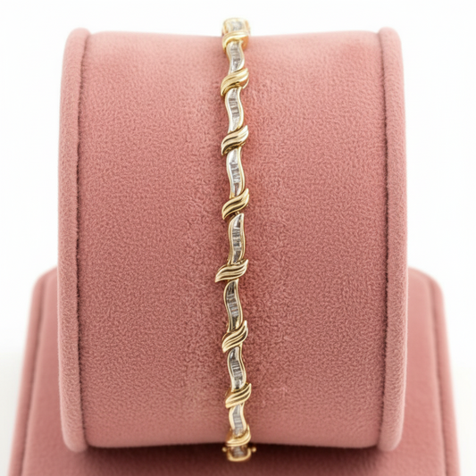 Pulso de Oro Amarillo 10K con Circonias (8.1gr | 19cm)