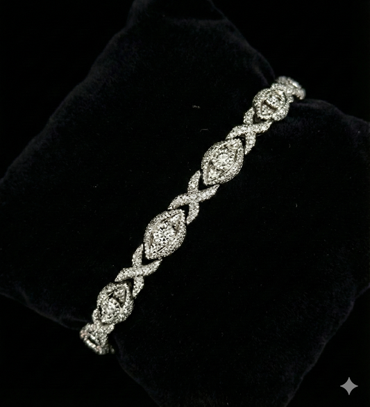 Pulso de diamantes 3.46 CTW Oro blanco 14K