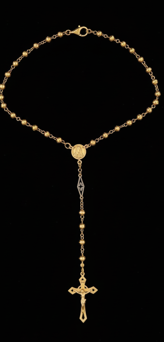 Rosario de Oro 10K - 13 gm 4mm Diseño Clásico