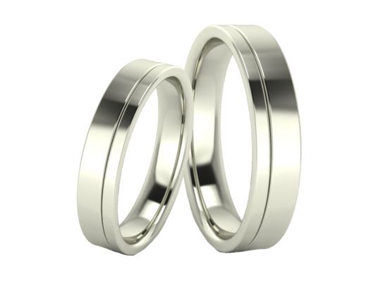 Hermoso Juego de Argollas Plain de Oro Blanco 14k