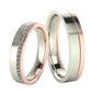 Juego de Argollas de Oro Blanco con Borde de Oro Rosado 14k y Adornos de Diamante