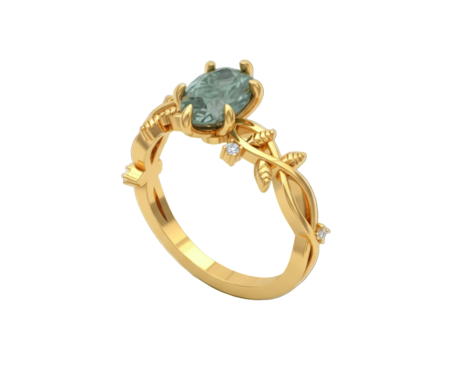 Anillo de Compromiso Estilo Enredadera con Diamante Pera