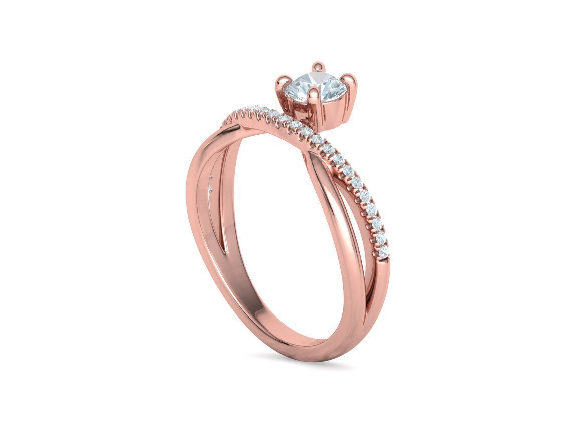 Anillo Solitario Clásico en Oro Amarillo con Pavé de Brillantes