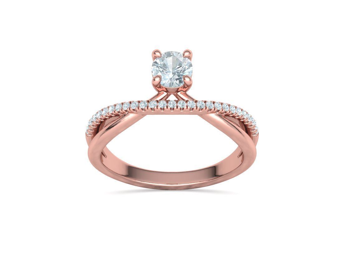 Anillo Solitario Clásico en Oro Amarillo con Pavé de Brillantes