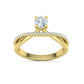 Anillo Solitario Clásico en Oro Amarillo con Pavé de Brillantes