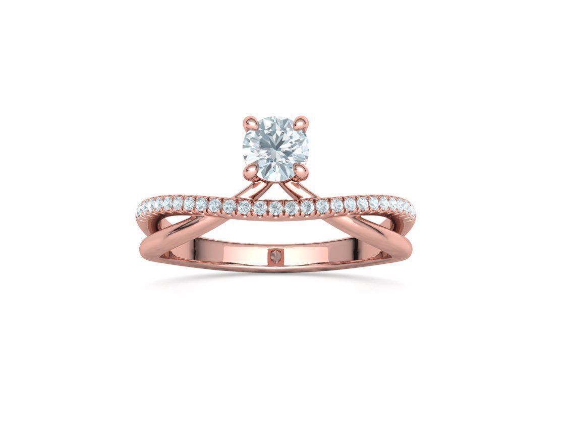 Anillo Solitario Clásico en Oro Amarillo con Pavé de Brillantes