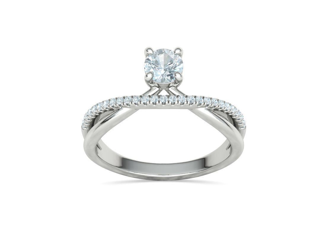 Anillo Solitario Clásico en Oro Amarillo con Pavé de Brillantes