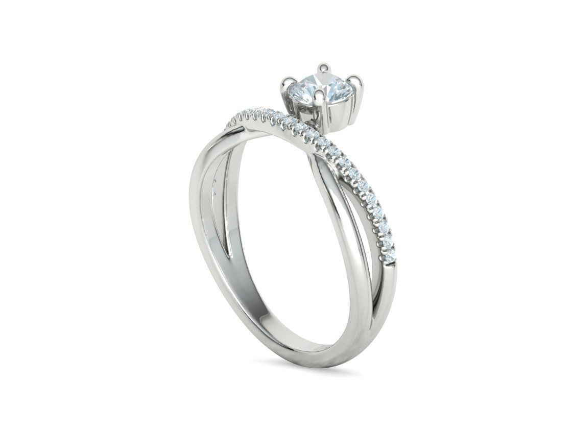 Anillo Solitario Clásico en Oro Amarillo con Pavé de Brillantes