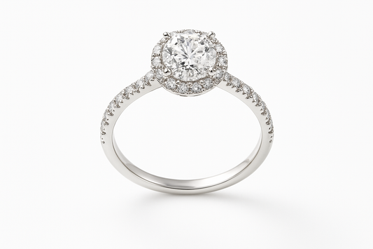Anillo con Diamante Blanco - Posición Vertical