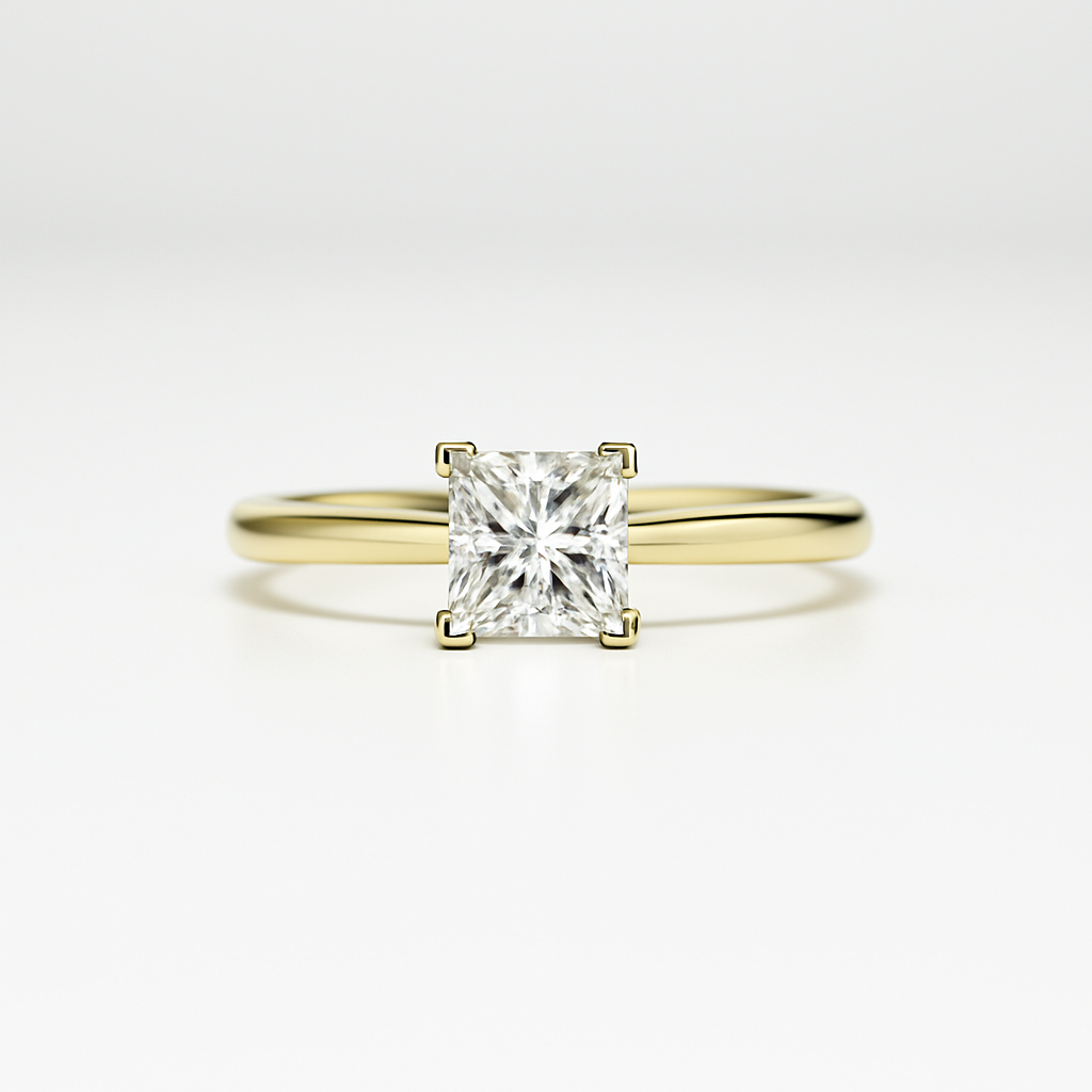 Anillo de compromiso con diamante princesa mejorado