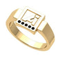 Anillo de Graduación con Logo Cuadrado e Incrustaciones