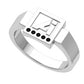Anillo de Graduación con Logo Cuadrado e Incrustaciones