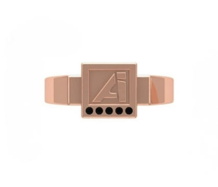Anillo de Graduación con Logo Cuadrado e Incrustaciones