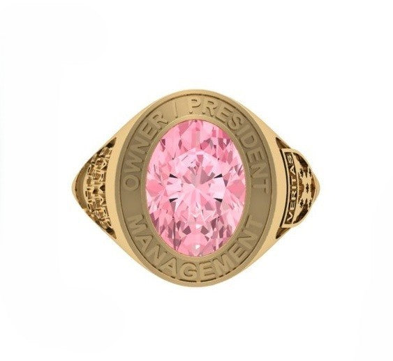 Anillo de Graduación con Incrustación Oval y Grabados Laterales