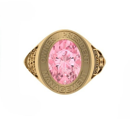 Anillo de Graduación con Incrustación Oval y Grabados Laterales