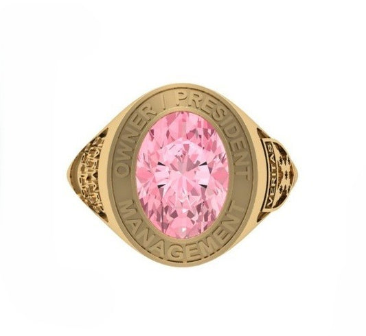 Anillo de Graduación con Incrustación Oval y Grabados Laterales
