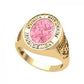 Anillo de Graduación con Incrustación Oval y Grabados Laterales