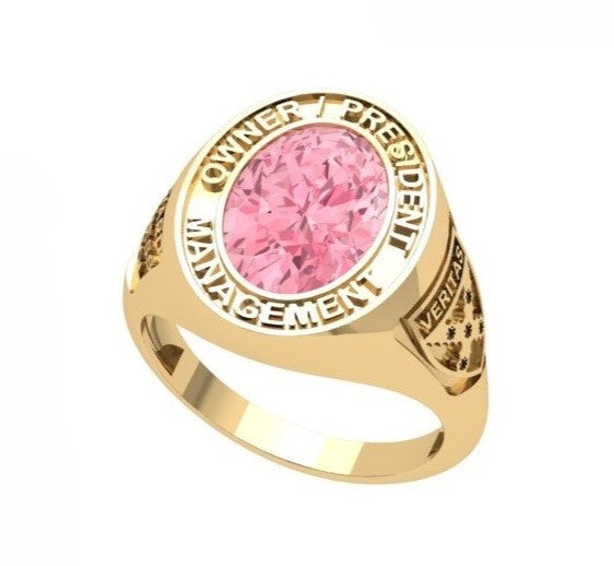Anillo de Graduación con Incrustación Oval y Grabados Laterales