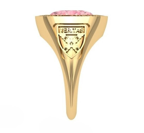 Anillo de Graduación con Incrustación Oval y Grabados Laterales