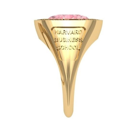 Anillo de Graduación con Incrustación Oval y Grabados Laterales