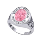 Anillo de Graduación con Incrustación Oval y Grabados Laterales