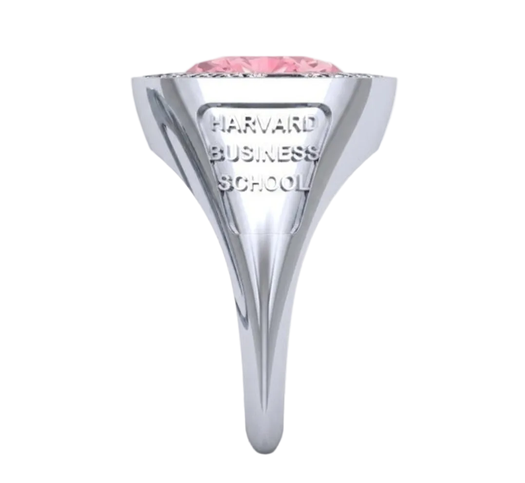 Anillo de Graduación con Incrustación Oval y Grabados Laterales
