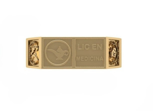 Anillo de Graduación Logo Rectangular con Grabados Laterales Escolares