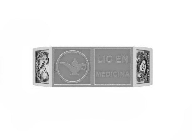 Anillo de Graduación Logo Rectangular con Grabados Laterales Escolares