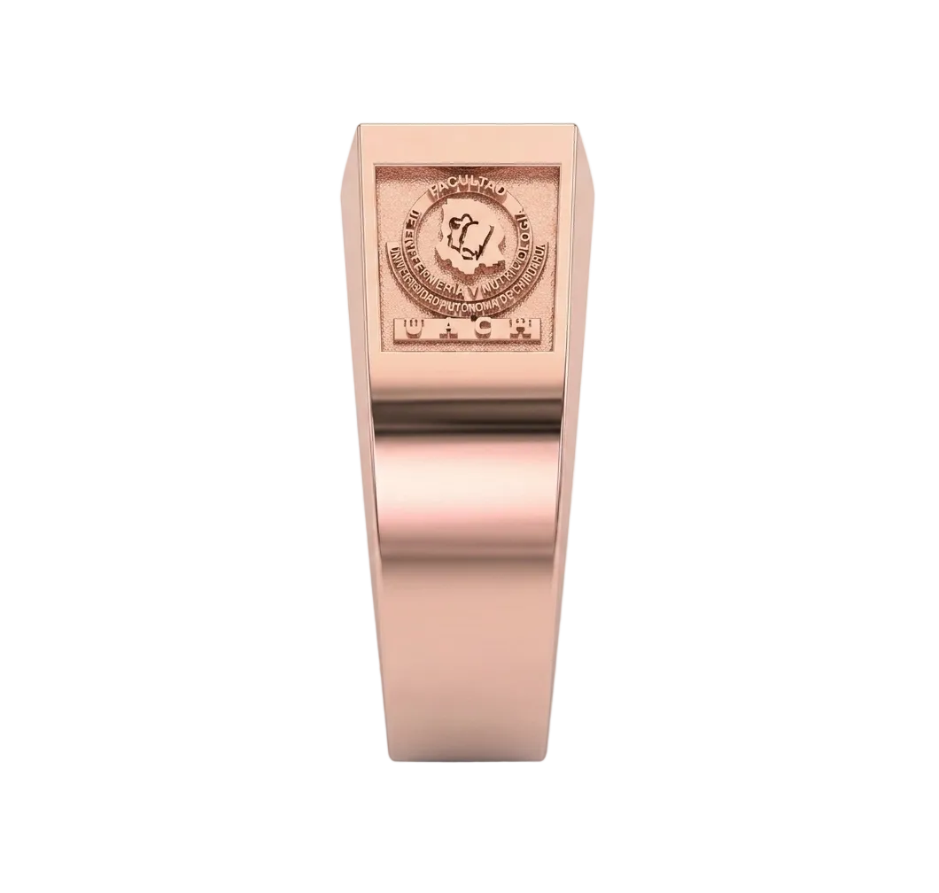 Anillo de Graduación Logo Rectangular con Grabados Laterales Escolares