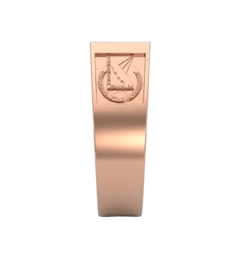 Anillo de Graduación Logo Rectangular con Grabados Laterales Escolares