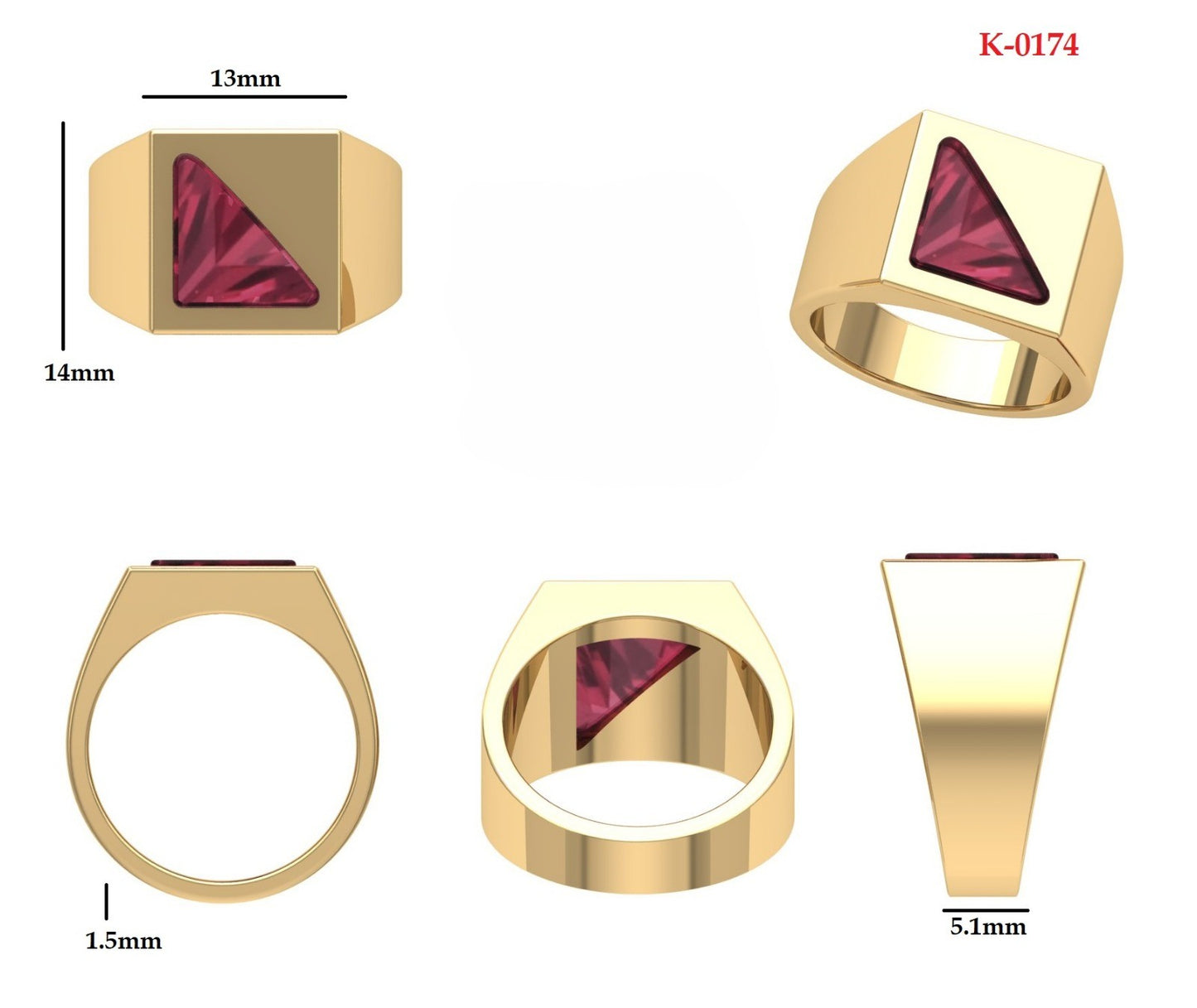 Anillo de Graduación con Incrustación en Forma Triangular
